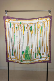 WSS-5816 Purple Tassels Luxury Style Silk Scarf
