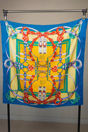 WSS-5814 Teal Stirrups Luxury Style Silk Scarf ( Queen's Favorite )