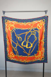 WSS-5812 Red Chains Luxury Style Silk Scarf