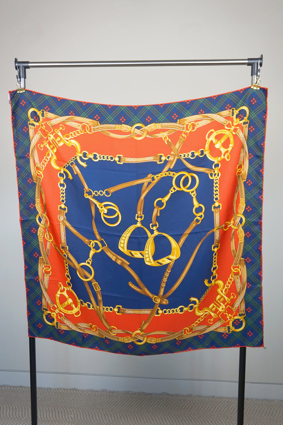 WSS-5812 Red Chains Luxury Style Silk Scarf