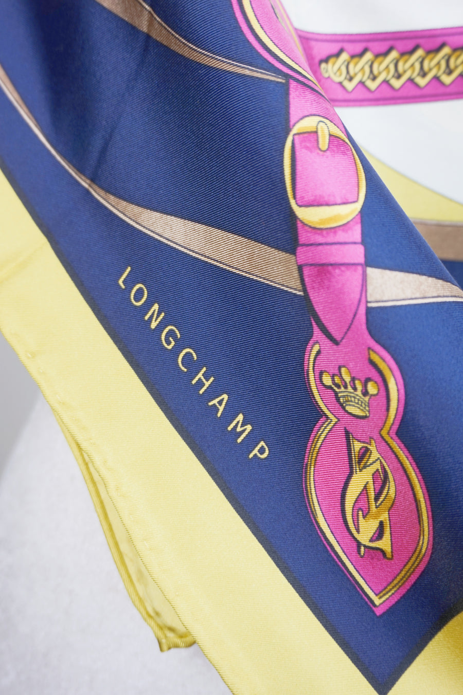 WSS-5823 Mustard Belts & Chains Luxury Style Silk Scarf