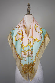 WSS-5824 Beige & Pink Luxury Style Silk Scarf
