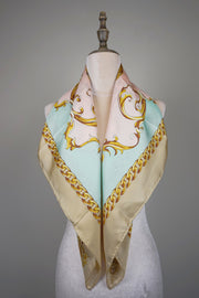 WSS-5824 Beige & Pink Luxury Style Silk Scarf