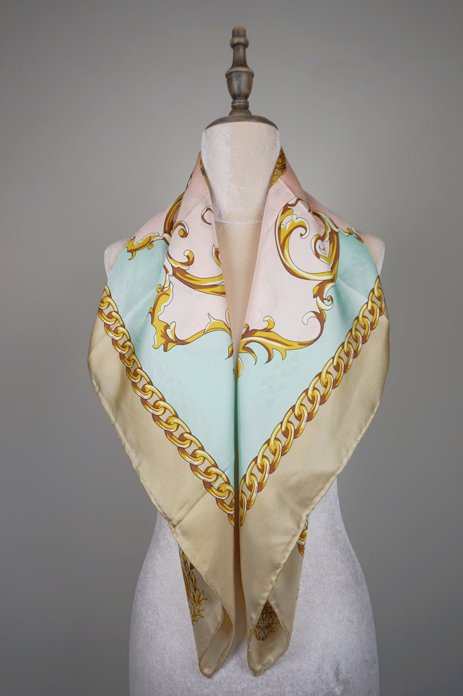 WSS-5824 Beige & Pink Luxury Style Silk Scarf