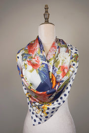 WSS-5825 Polka Dots & Stirrups Luxury Style Silk Scarf