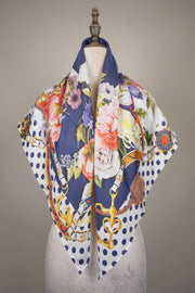 WSS-5825 Polka Dots & Stirrups Luxury Style Silk Scarf
