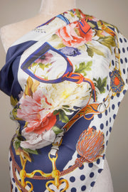 WSS-5825 Polka Dots & Stirrups Luxury Style Silk Scarf