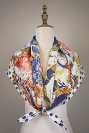 WSS-5825 Polka Dots & Stirrups Luxury Style Silk Scarf