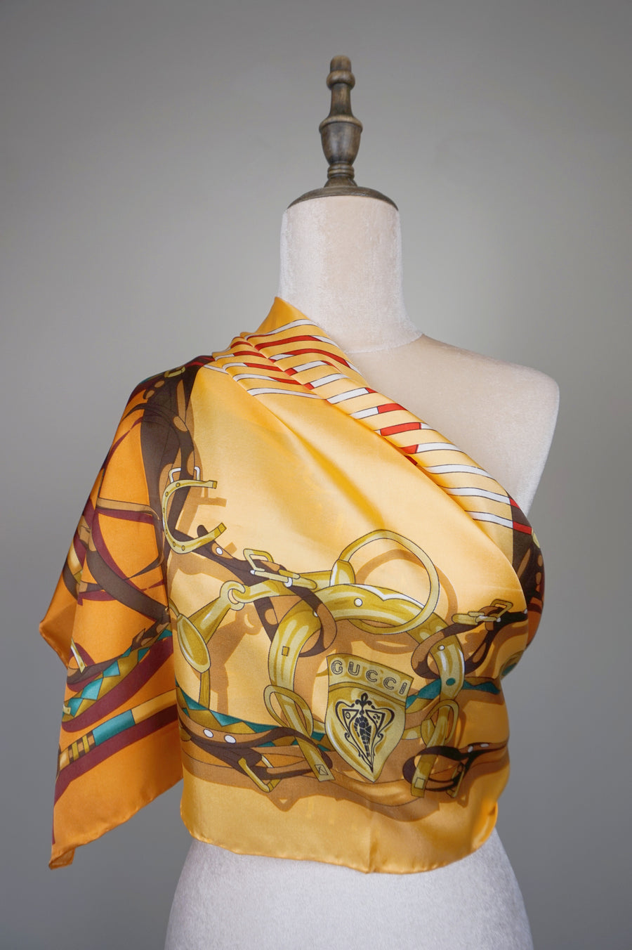 WSS-5827 Orange Stirrups Luxury Style Silk Scarf