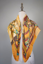 WSS-5827 Orange Stirrups Luxury Style Silk Scarf