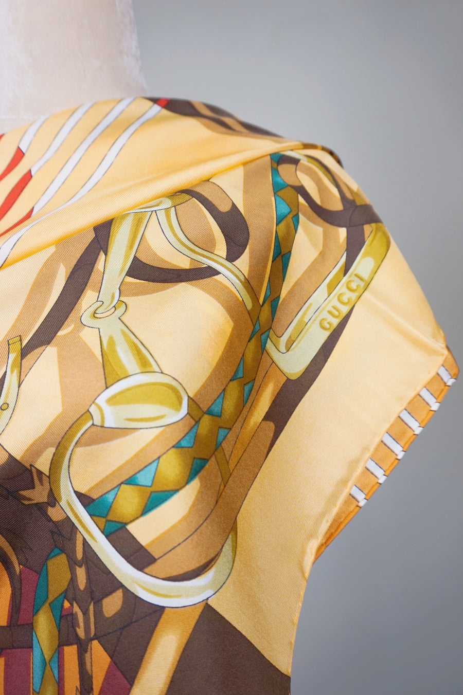 WSS-5827 Orange Stirrups Luxury Style Silk Scarf