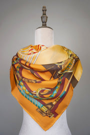 WSS-5827 Orange Stirrups Luxury Style Silk Scarf