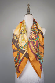 WSS-5827 Orange Stirrups Luxury Style Silk Scarf