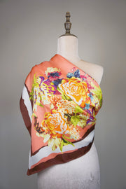 WSS-5832 Corak Flower Garden Luxury Style Silk Scarf
