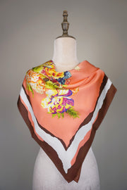 WSS-5832 Corak Flower Garden Luxury Style Silk Scarf