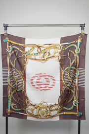 WSS-5828 Brown Stirrups Luxury Style Silk Scarf