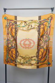 WSS-5827 Orange Stirrups Luxury Style Silk Scarf