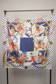 WSS-5825 Polka Dots & Stirrups Luxury Style Silk Scarf