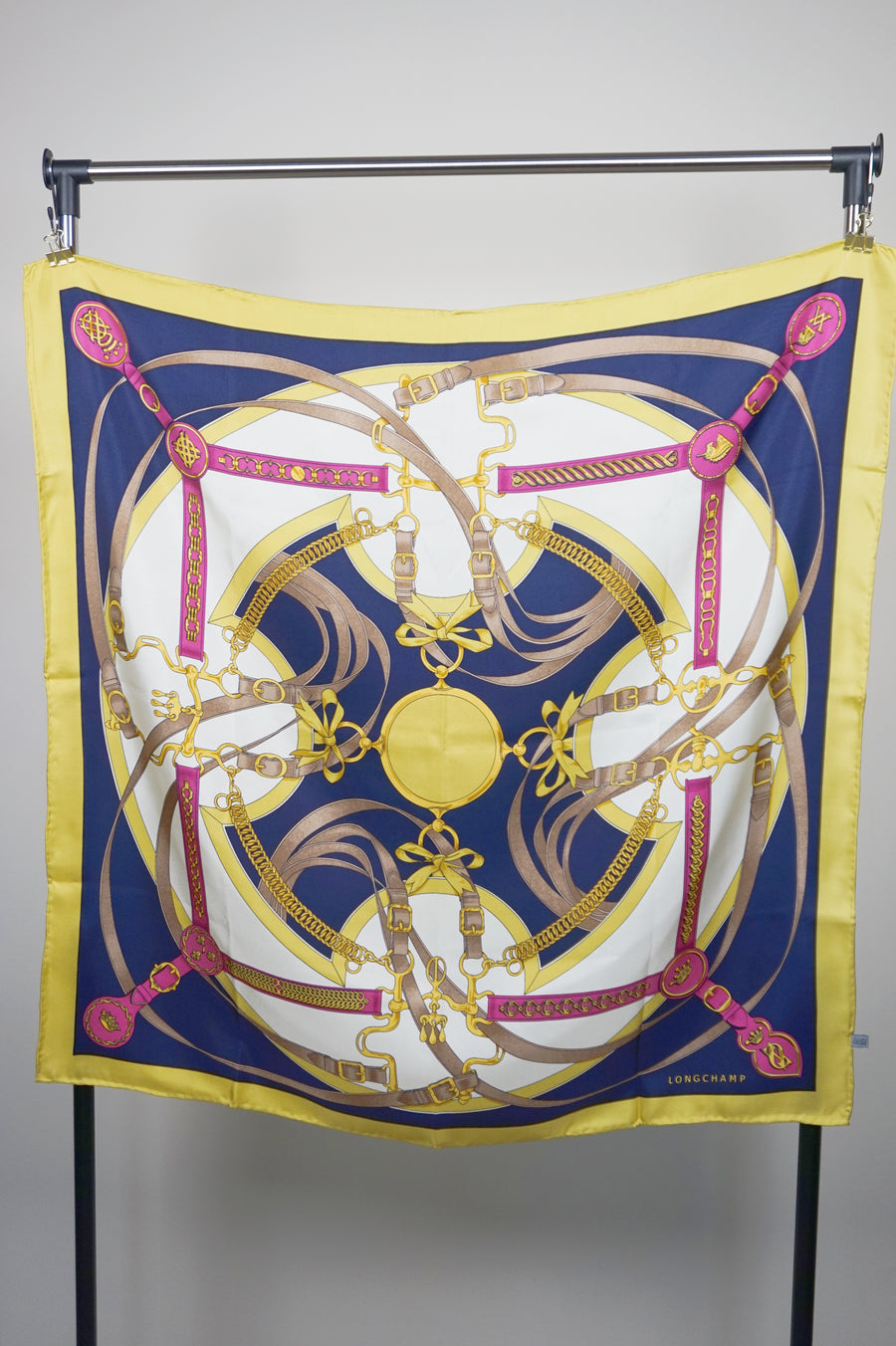 WSS-5823 Mustard Belts & Chains Luxury Style Silk Scarf