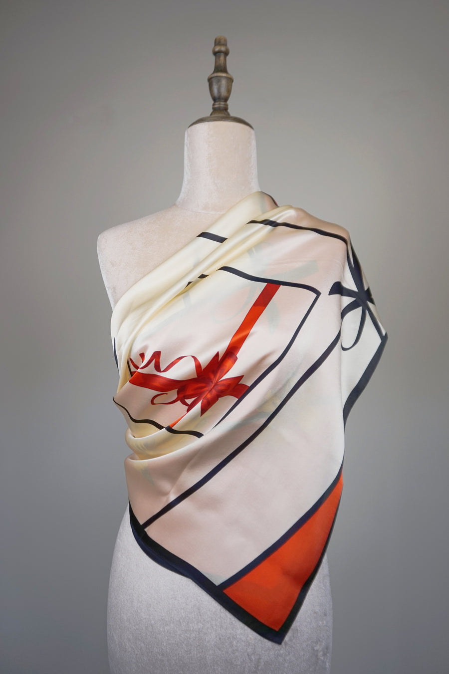 WSS-5833 Red & White Gift Wrapping Silk Scarf ( little snagging )