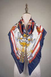 WSS-5834 Navy Blue Luxury Style Silk Scarf