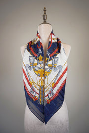 WSS-5834 Navy Blue Luxury Style Silk Scarf