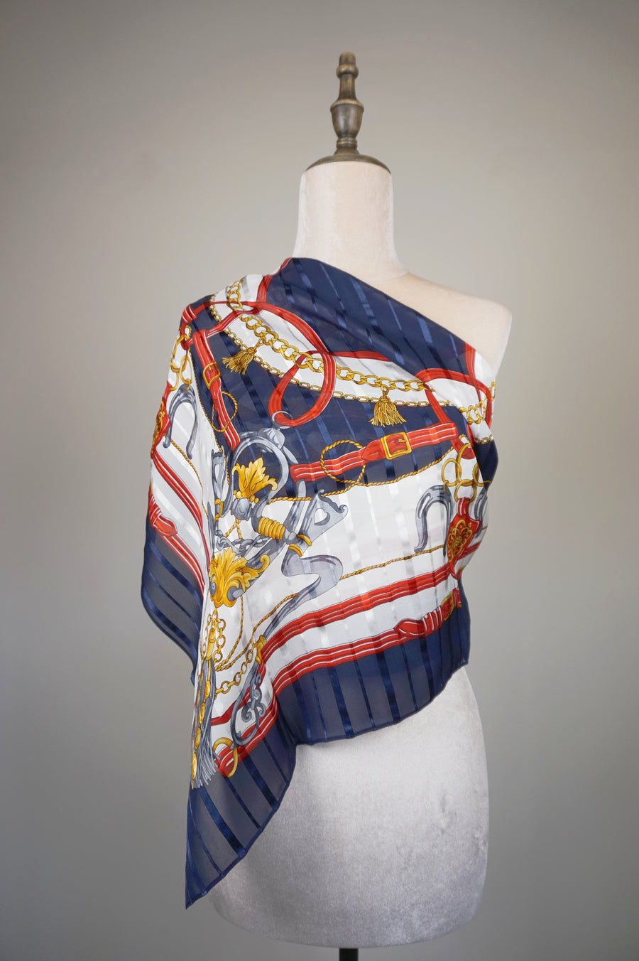 WSS-5834 Navy Blue Luxury Style Silk Scarf