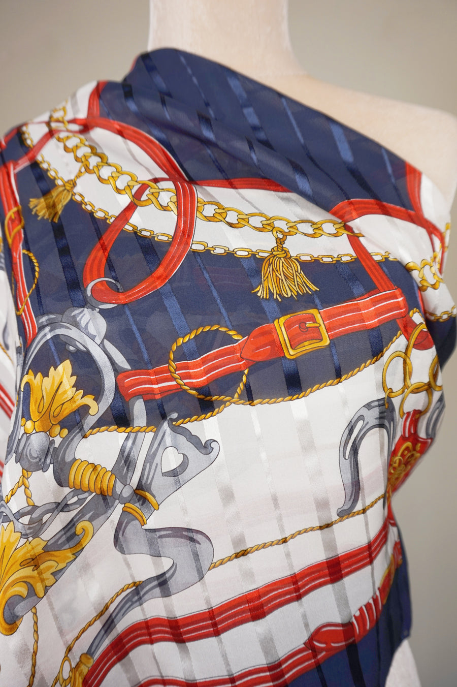 WSS-5834 Navy Blue Luxury Style Silk Scarf