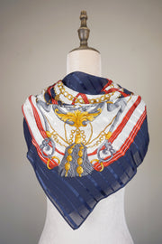 WSS-5834 Navy Blue Luxury Style Silk Scarf