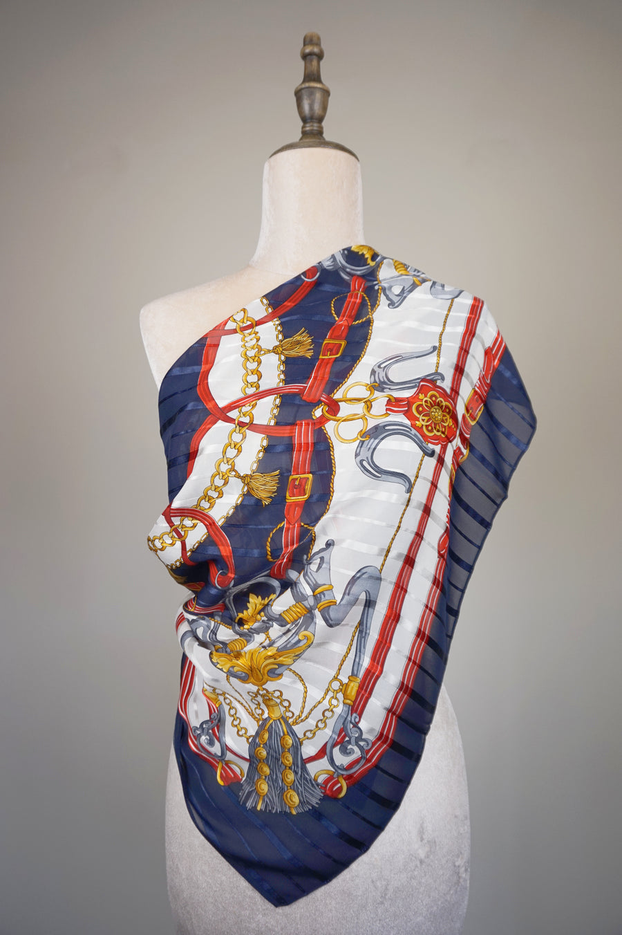 WSS-5834 Navy Blue Luxury Style Silk Scarf