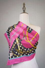 WSS-5837 Pink Polka Dots Luxury Style Silk Scarf ( middle size )