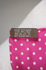 WSS-5837 Pink Polka Dots Luxury Style Silk Scarf ( middle size )