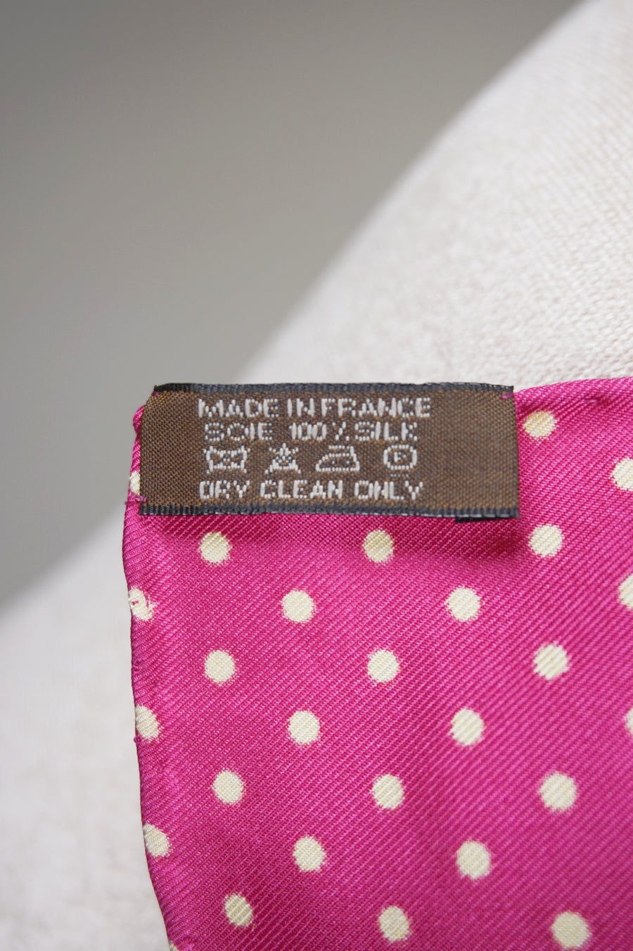 WSS-5837 Pink Polka Dots Luxury Style Silk Scarf ( middle size )
