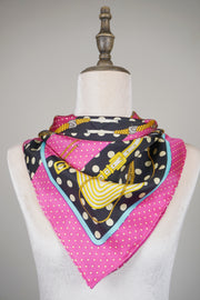 WSS-5837 Pink Polka Dots Luxury Style Silk Scarf ( middle size )
