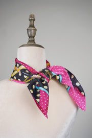 WSS-5837 Pink Polka Dots Luxury Style Silk Scarf ( middle size )