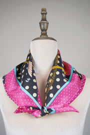 WSS-5837 Pink Polka Dots Luxury Style Silk Scarf ( middle size )