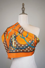 WSS-5838 Orange Polka Dots Luxury Style Silk Scarf ( middle size )
