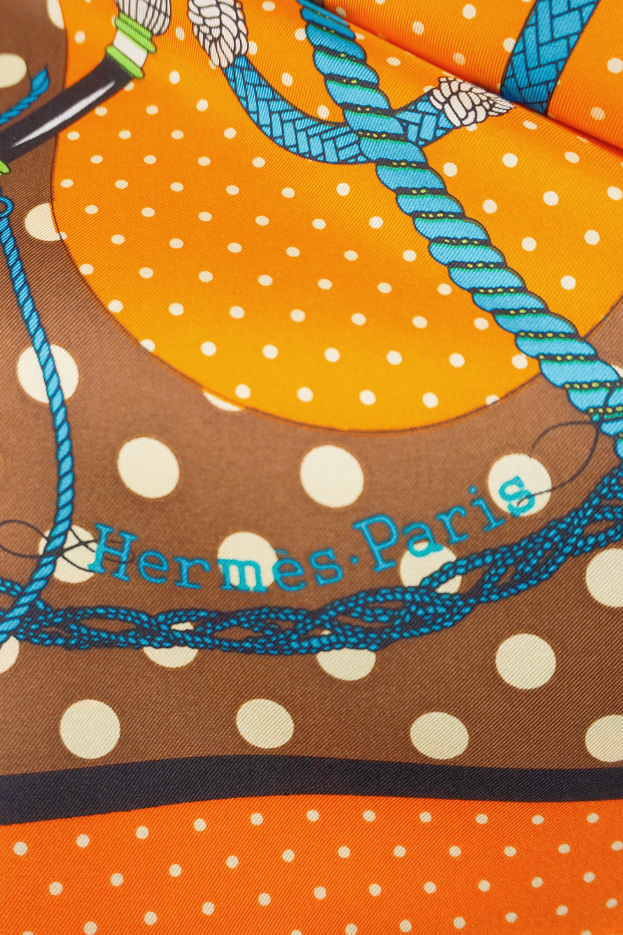 WSS-5838 Orange Polka Dots Luxury Style Silk Scarf ( middle size )