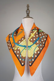 WSS-5838 Orange Polka Dots Luxury Style Silk Scarf ( middle size )