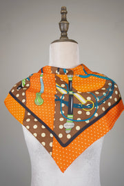 WSS-5838 Orange Polka Dots Luxury Style Silk Scarf ( middle size )