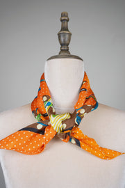 WSS-5838 Orange Polka Dots Luxury Style Silk Scarf ( middle size )