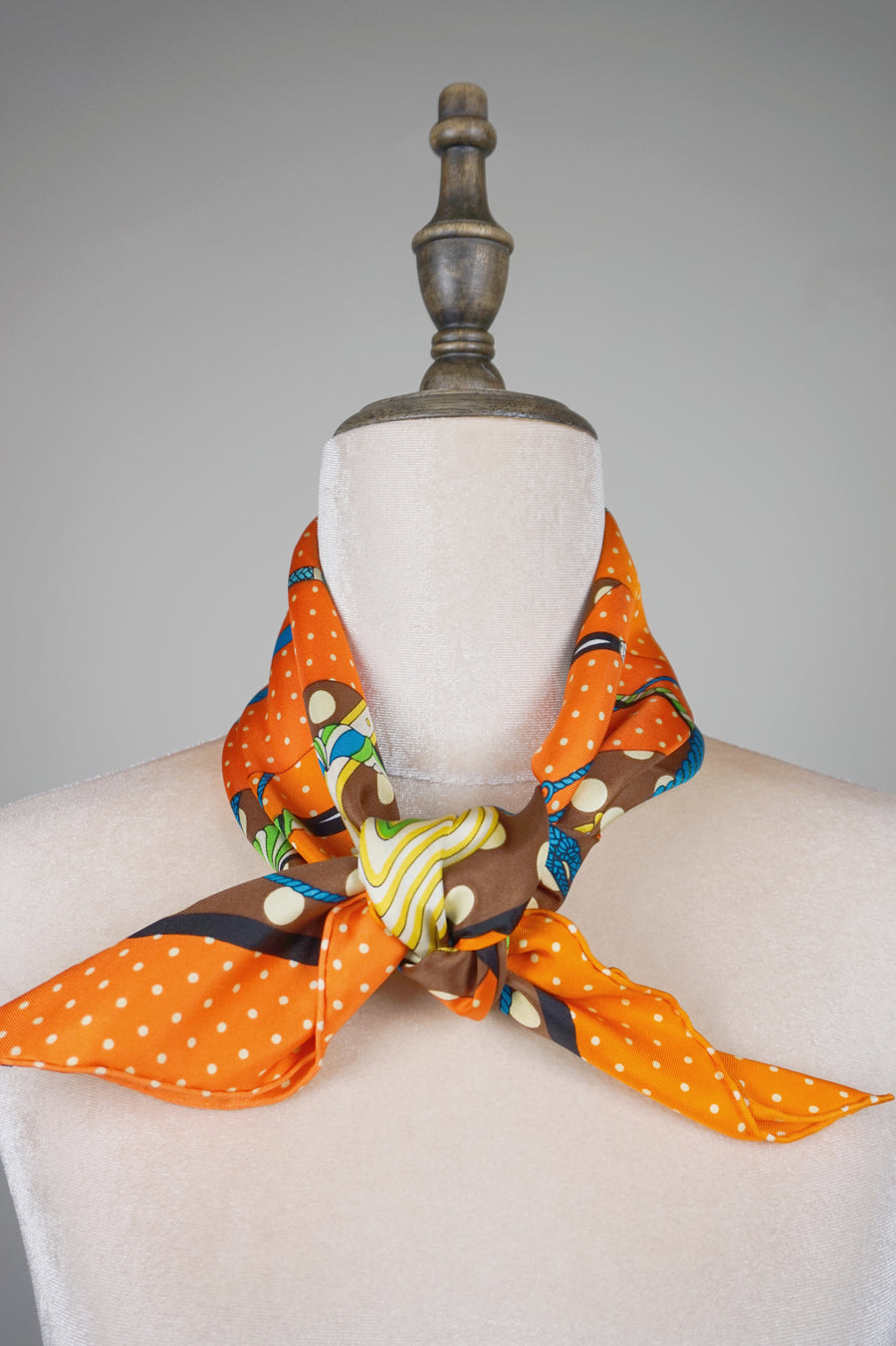 WSS-5838 Orange Polka Dots Luxury Style Silk Scarf ( middle size )