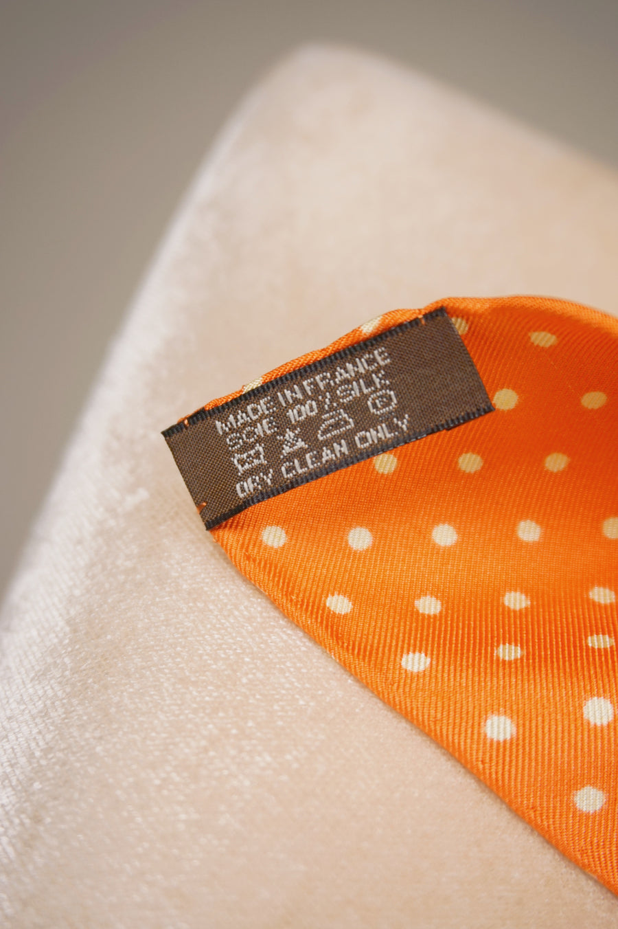 WSS-5838 Orange Polka Dots Luxury Style Silk Scarf ( middle size )