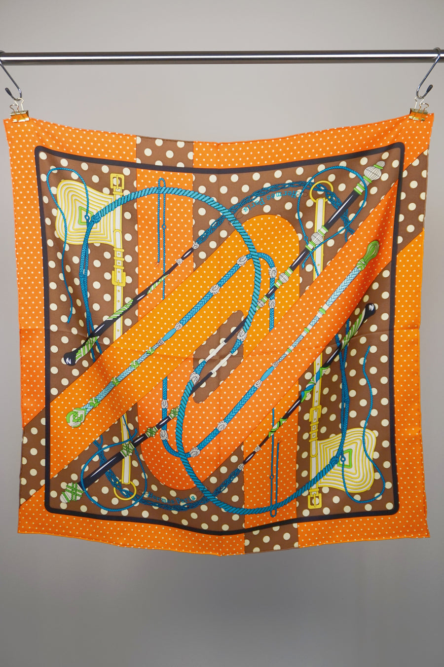 WSS-5838 Orange Polka Dots Luxury Style Silk Scarf ( middle size )