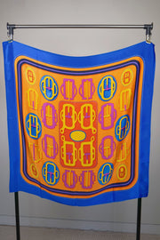 WSS-5836 Royal Blue & Orange Luxury Style Silk Scarf