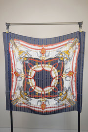 WSS-5834 Navy Blue Luxury Style Silk Scarf