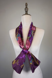 WSS-5839 Purple Flower Feast Silk Scarf ( long size )
