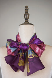 WSS-5839 Purple Flower Feast Silk Scarf ( long size )
