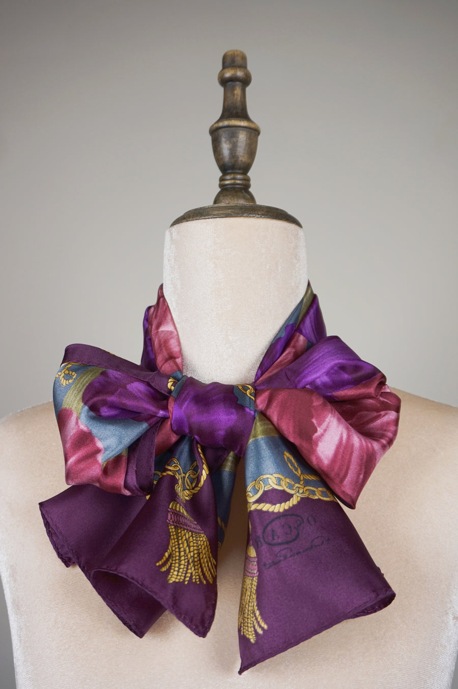 WSS-5839 Purple Flower Feast Silk Scarf ( long size )