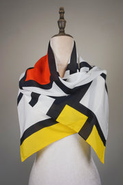 WSS-5845 Mondrian Modern Style Silk Scarf ( long size )